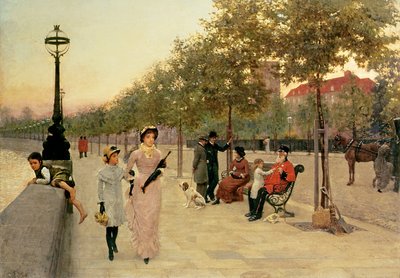 Walk along the Embankment at Chelsea by Frederick Brown